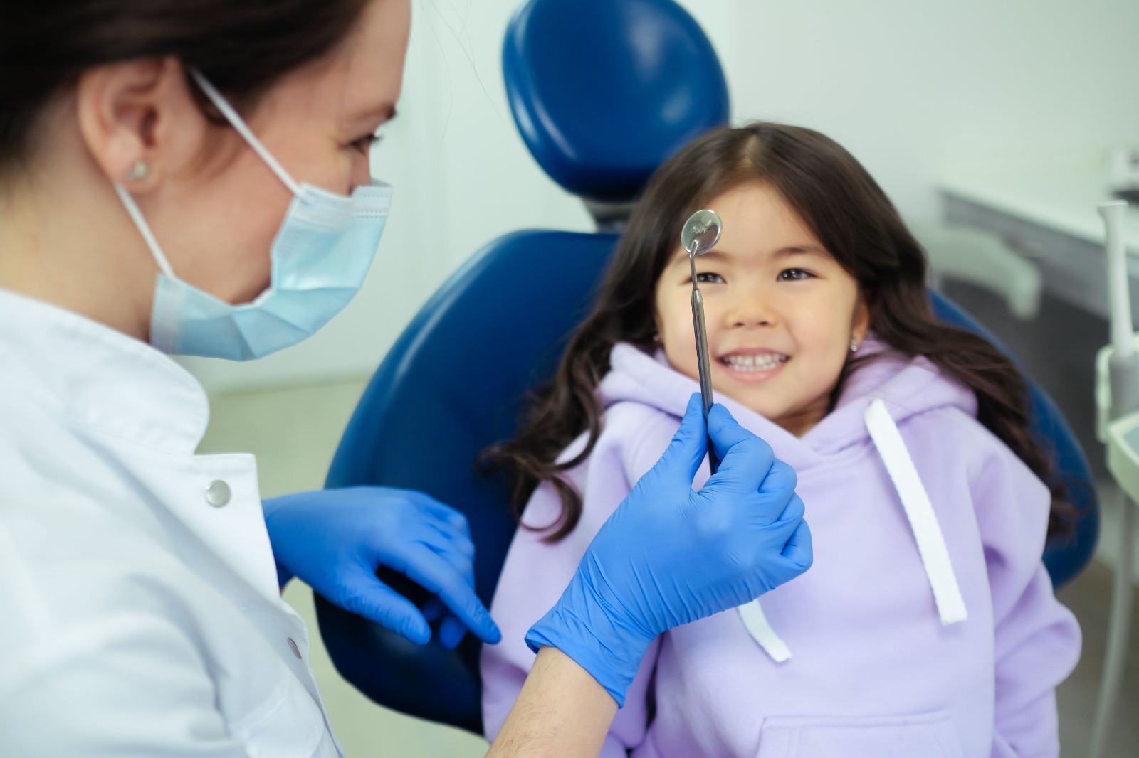 Happy child smiling at the dentist